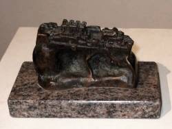 Eduardo Paolozzi RA [1924-2005] - Piscator -1980 - bronze - ed. 5 - signed - 11 cm long [excluding base] - provenance: private collection [Germany] - a study for the large sculpture outside Euston station - Paolozzi was the first Pop artist and a great sculptor - represented in most public collections, including the Tate Gallery and Museum of Modern Art [New York] - there are several books on his work - we usually have more of his work in stock - please ask
