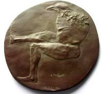 Leonard Baskin [1922-2000] - Apollo - 1969 - bronze - signed - 17 cm high - one of a series of 6 bronze reliefs, we have most of these in stock