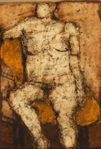 John Emanuel [b.1930] - Seated Figure - 1979 - oil on handmade paper - signed - we are planning an exhibition of Emanuel's work